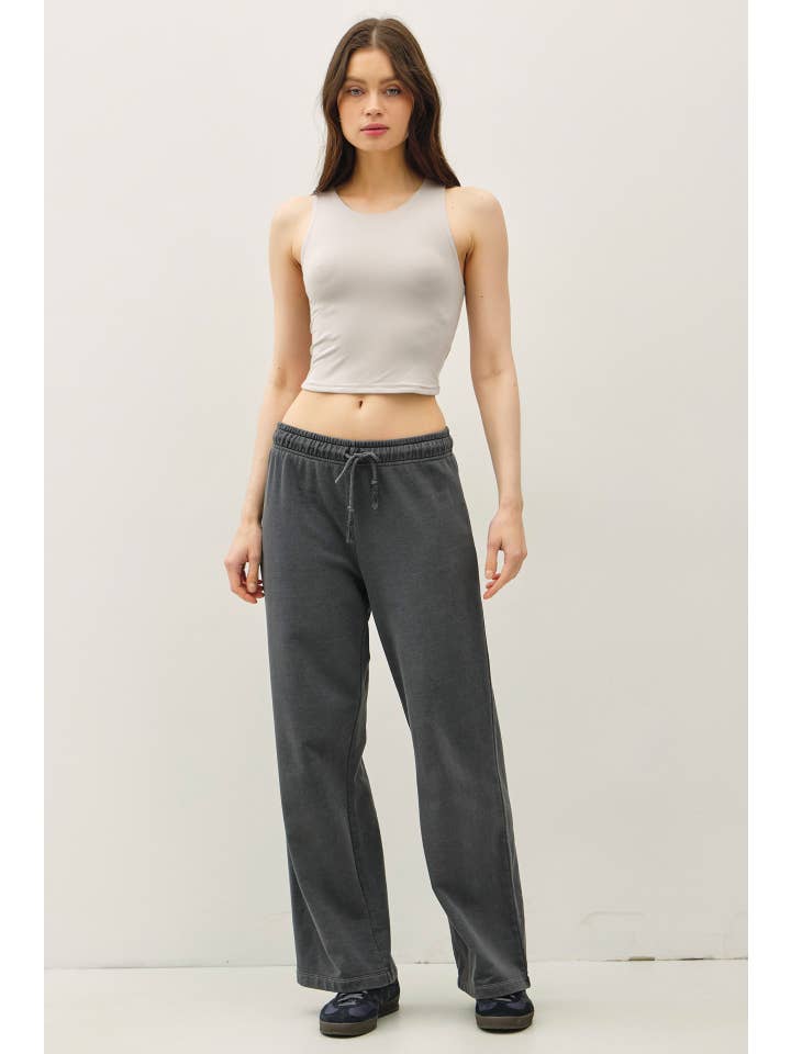 Be Cool - Vente Pantalon – femme - PANTALON LARGE EN MOLLETON DE COTON DÉLAVÉ À L'ACIDE1