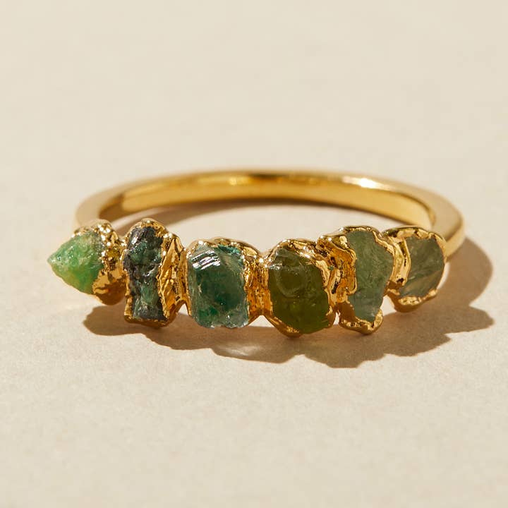 Dani Barbe – Anel multi-pedra por atacado – Anel de pedra de nascimento verde Ombre, anel de cristal arco-íris8