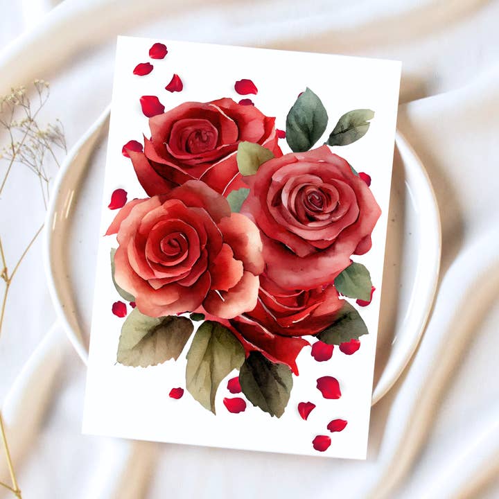 Lani Lane Boutique - Wholesale Wedding Card - Wedding Day Love Red Roses Sentimental Stationary Card