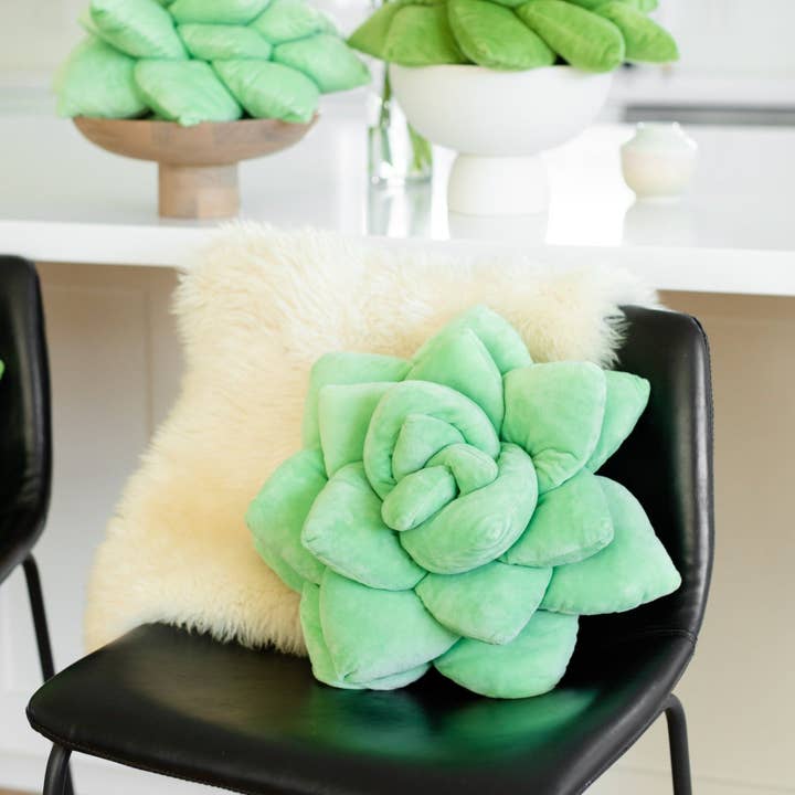Green Philosophy Co. - Wholesale Throw/Decorative Pillow - Lil' Pop Succulent - Plush Pillow - Sage Green