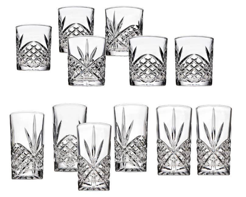 Godinger - Wholesale Cocktail/Liquor Glass - Dublin S/12 Bar Set 6 DOF glasses + 6 highballs