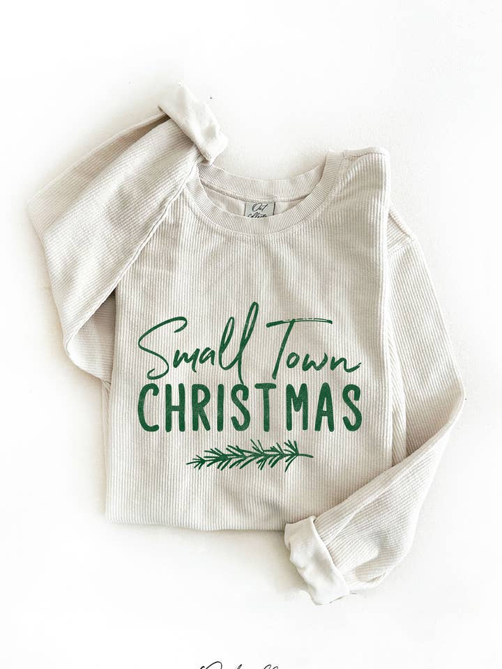 SMALL TOWN CHRISTMAS Thermal Vintage Pullover for wholesale by OAT COLLECTIVE