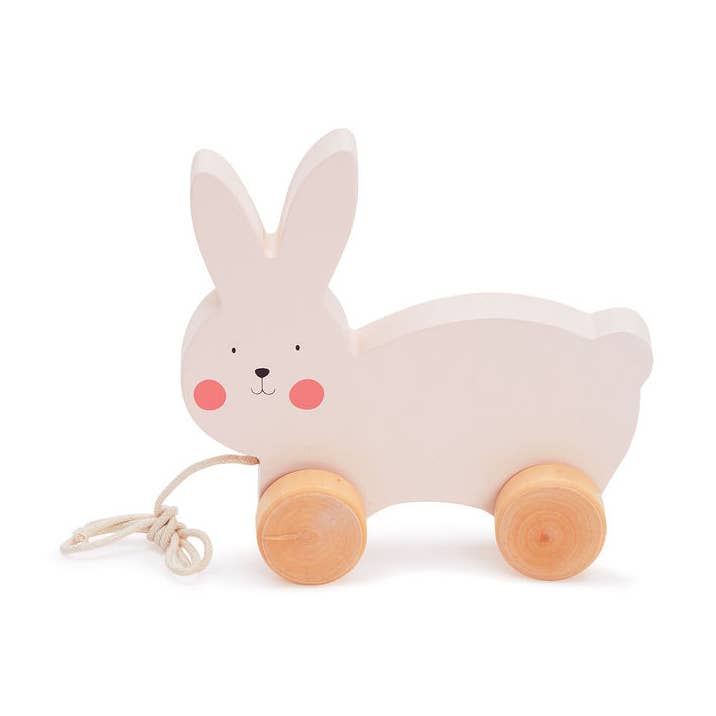 Coelho de Madeira Bubble para Puxar - Brinquedo Rosa Clássico por atacado de Bubble