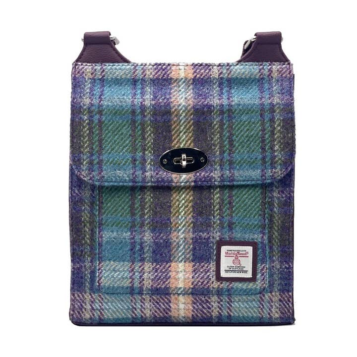 maccessori - Wholesale Satchel - Women's - Harris Tweed Satchel Bag Green/Purple Plaid3