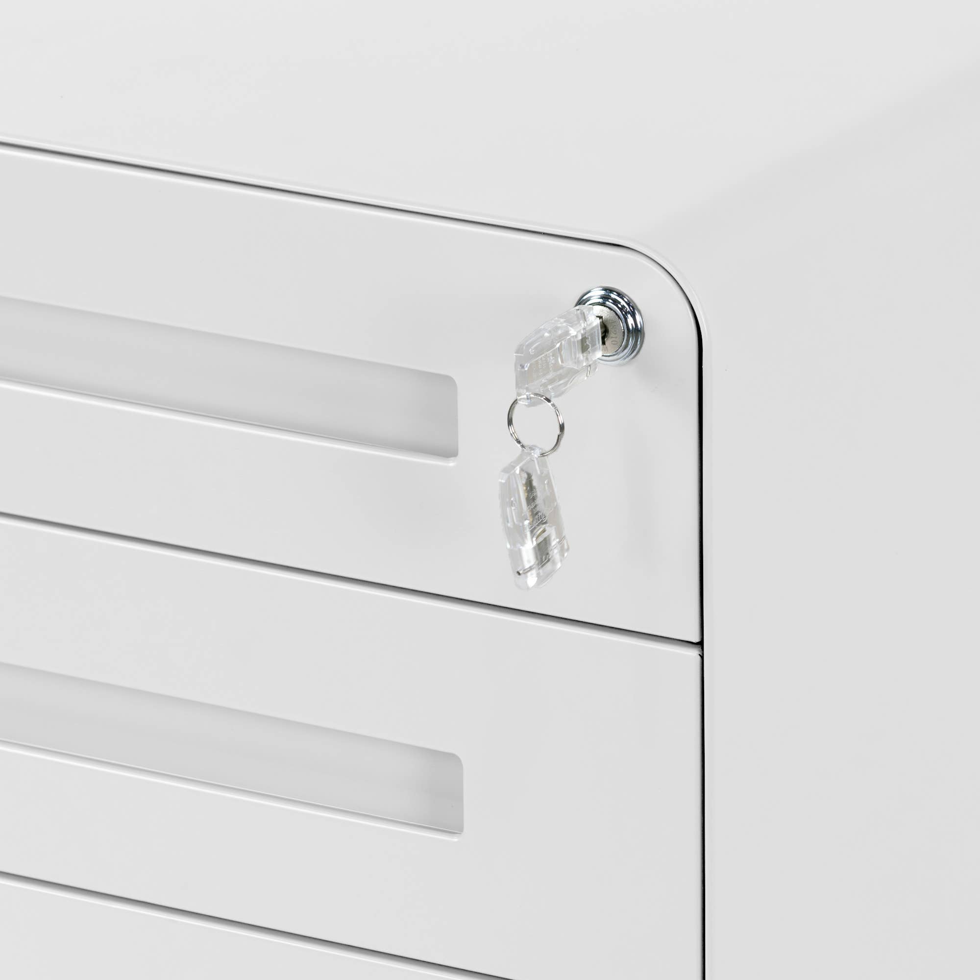 Glamour Home - Wholesale Cabinet - Aviya White 3-Drawer File Cabinet with lock and Wheels7