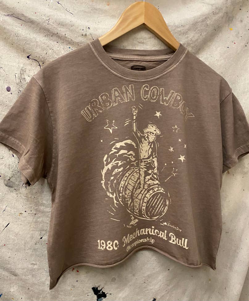 Country Deep Apparel - Vente T-shirt sérigraphié – femme - T-shirt court décontracté pour concours de taureau mécanique Urban Cowboy2