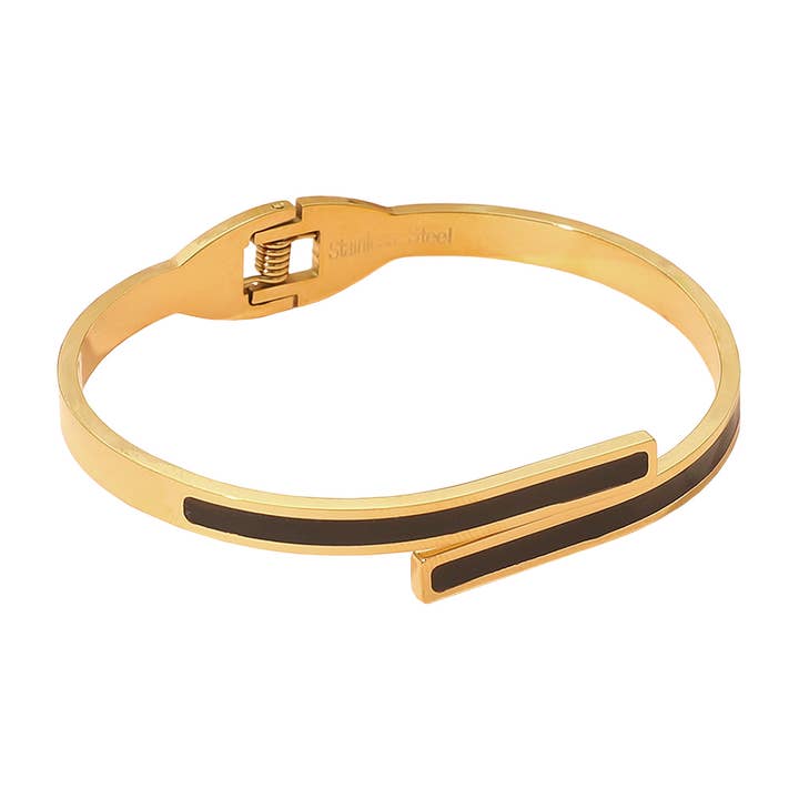 Sensibling Corp. - Wholesale Bangle Bracelet - Stainless Steel Minimalist Overlap Hinged Bangle Bracelet8