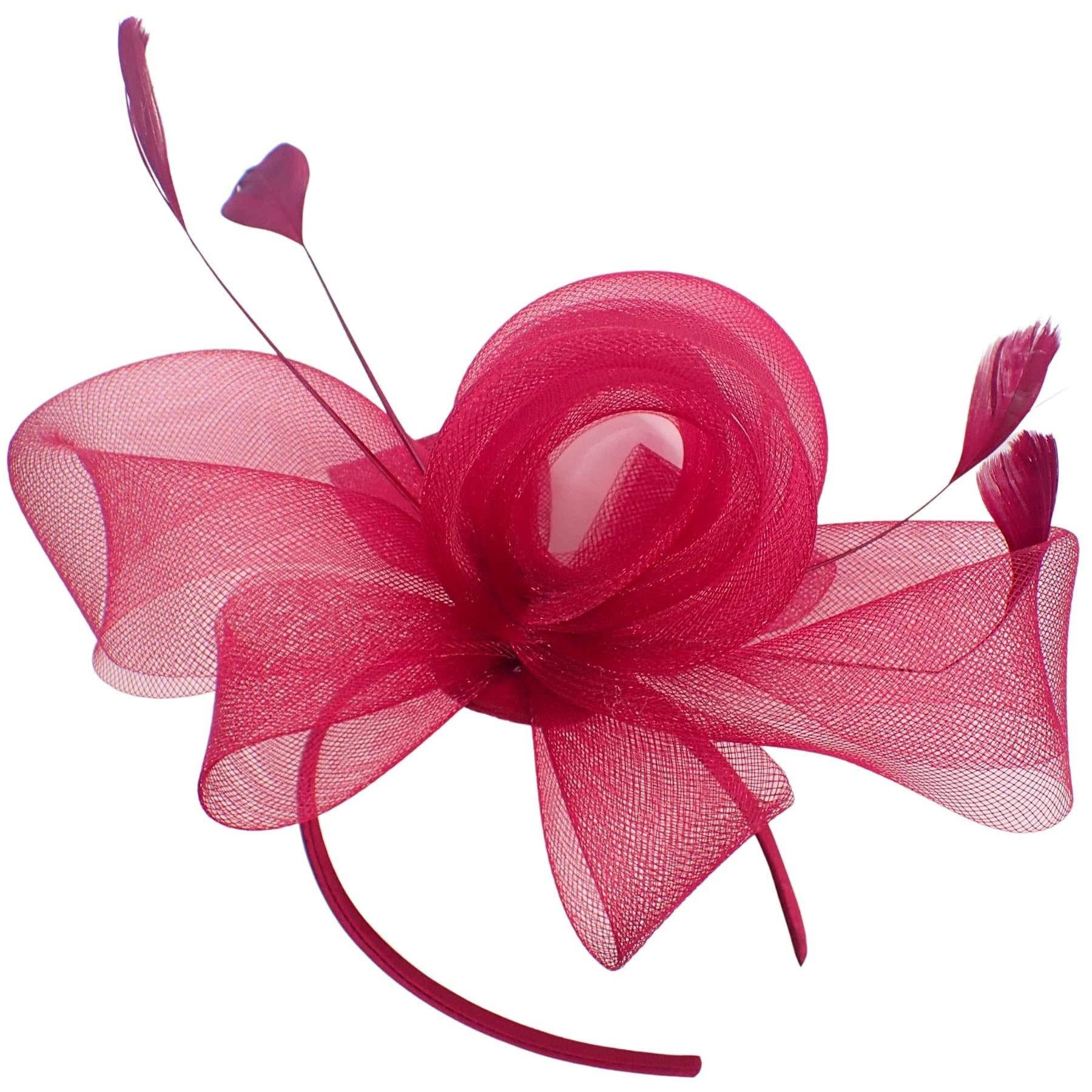 Topkids Accessories - Wholesale Fascinator Hat - Women's - Looped Net & Feather Fascinator Headband Hair Band Fascinators Fascinator Hats16
