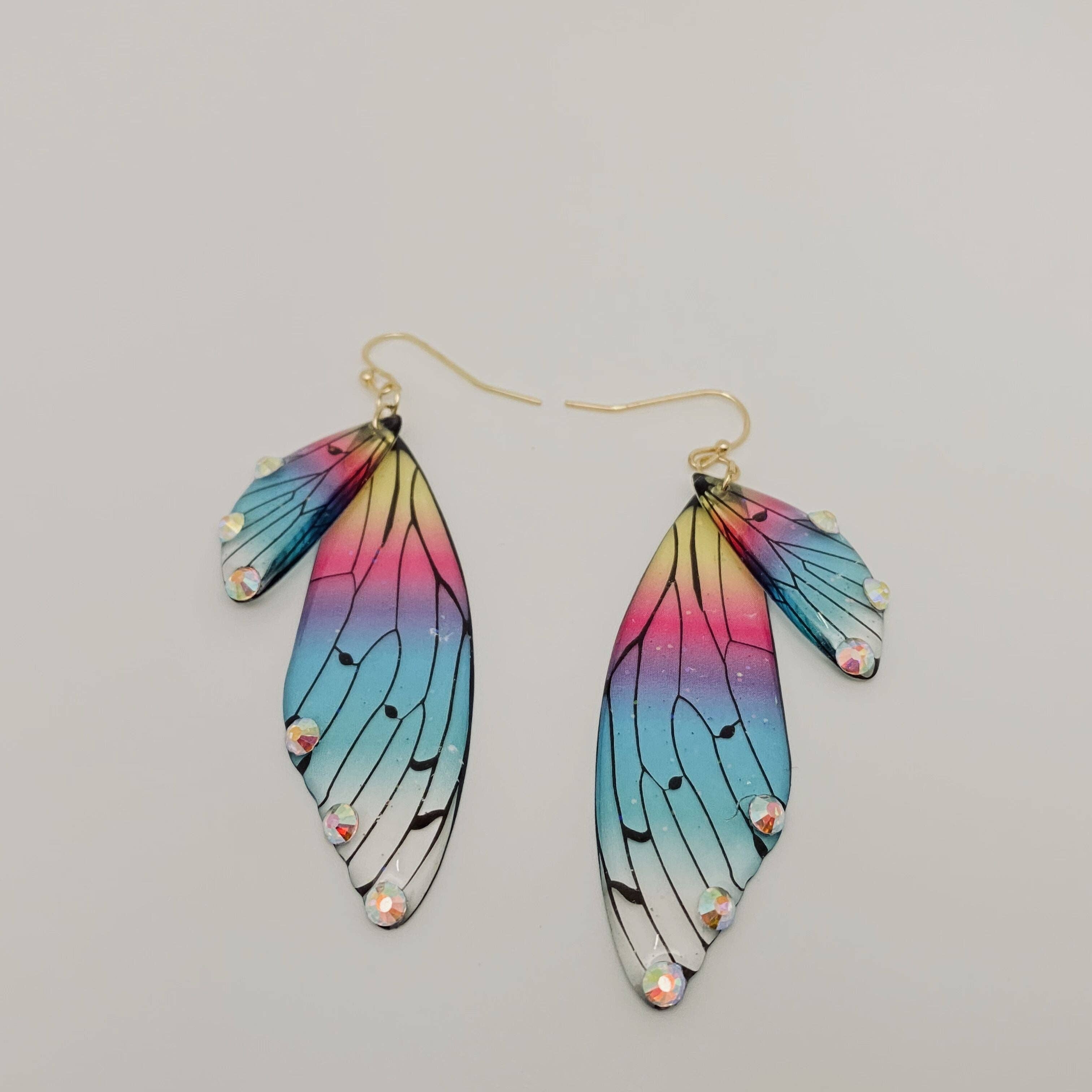 Mio Queena – wholesale Dangle earrings – Gradient Cicada Wings Butterfly Wings Earrings2