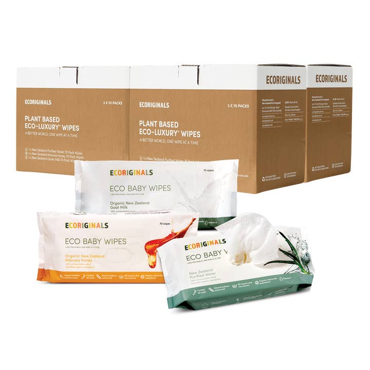 Ecoriginals - Wholesale Face & body wipes – Baby - 12 Packs Ecoriginals Biodegradable Bamboo Eco Luxury Wipes