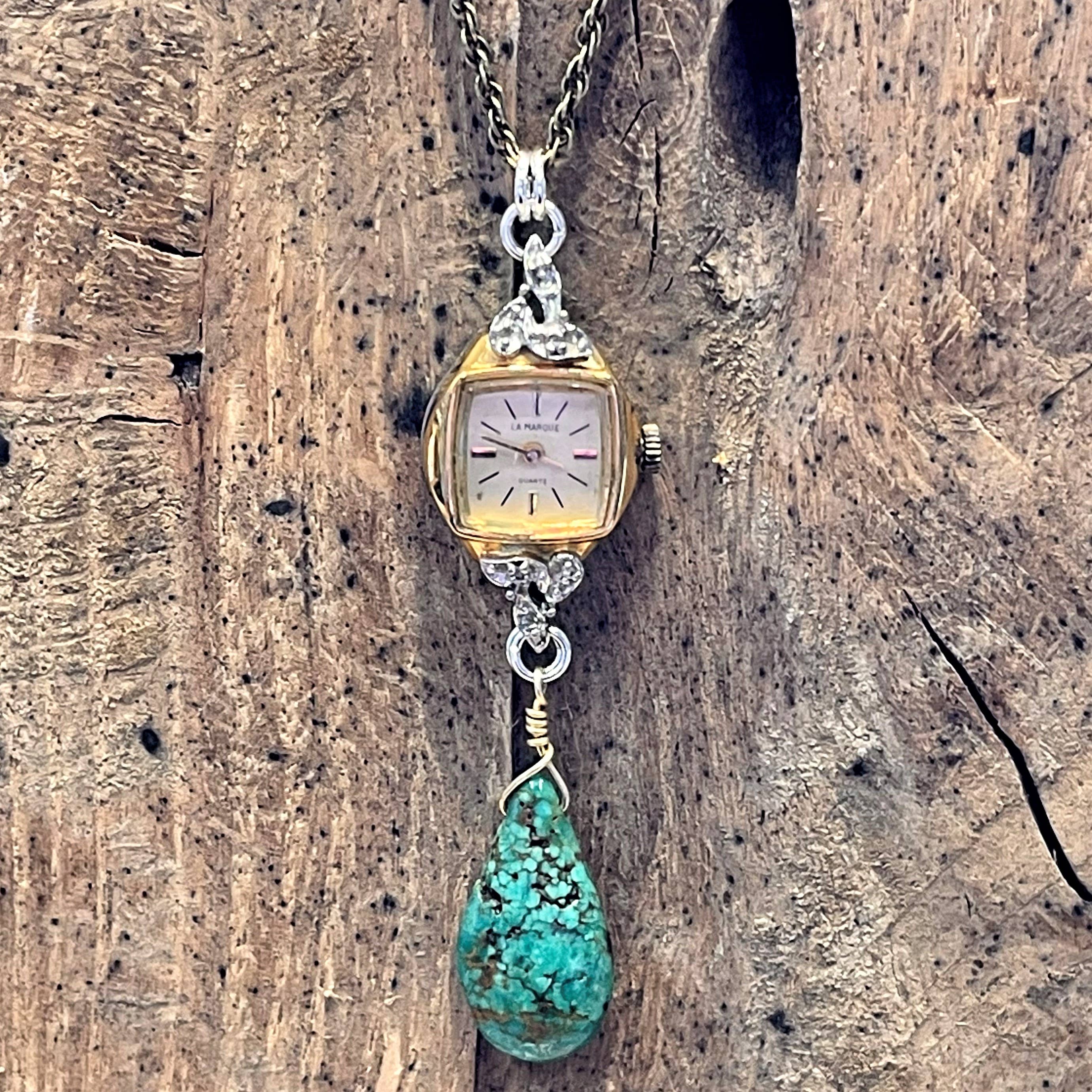 Lorraine Frances Jewelry - Vente Colliers à pendentif - Collier Turquoise Montre Femme Antique4