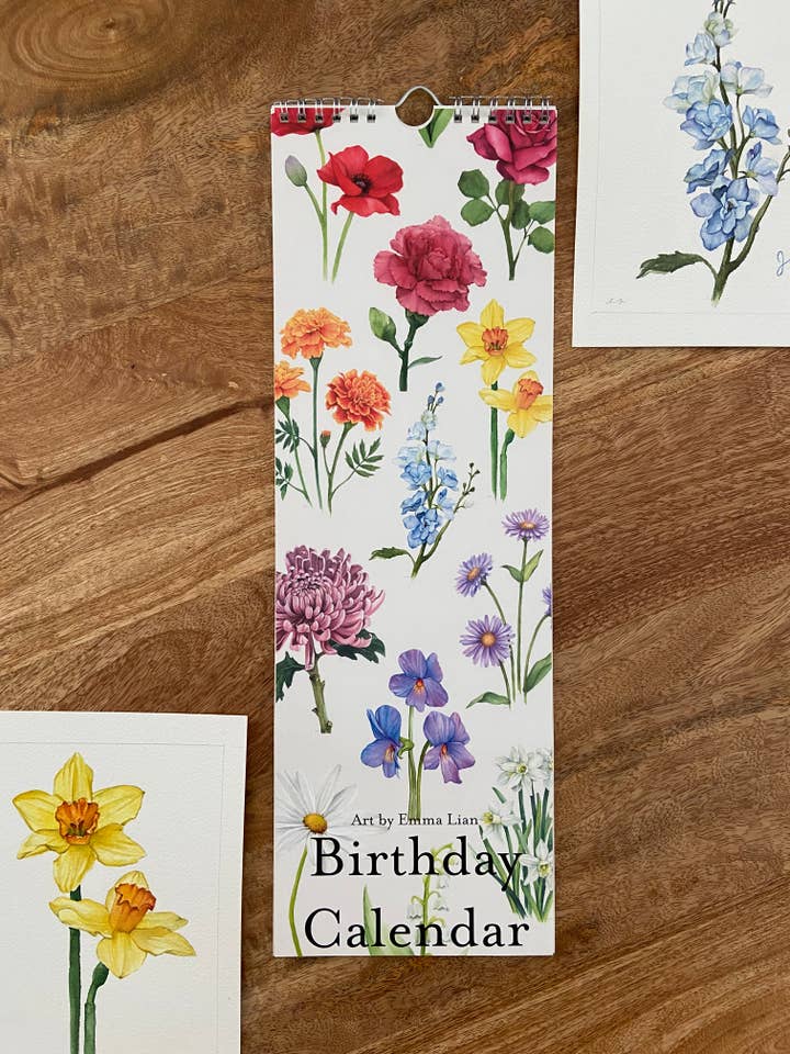 Birth Flower Perpetual Calendar for wholesale by Art by Emma Lian