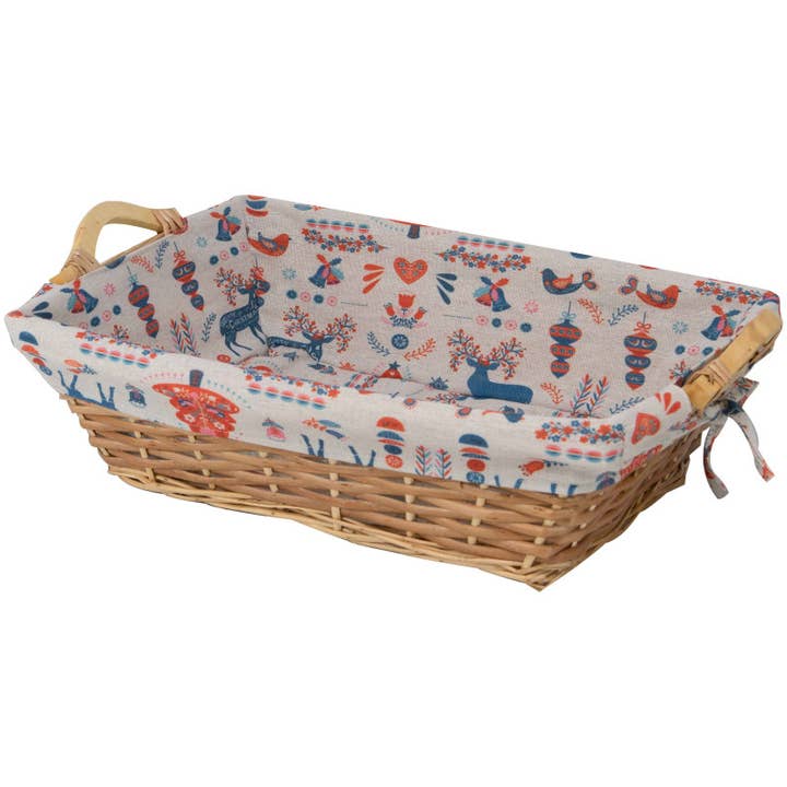 Scandinavische rechthoekige mand van rieten en stof 43x30x12cm voor wholesale door Deffrennes