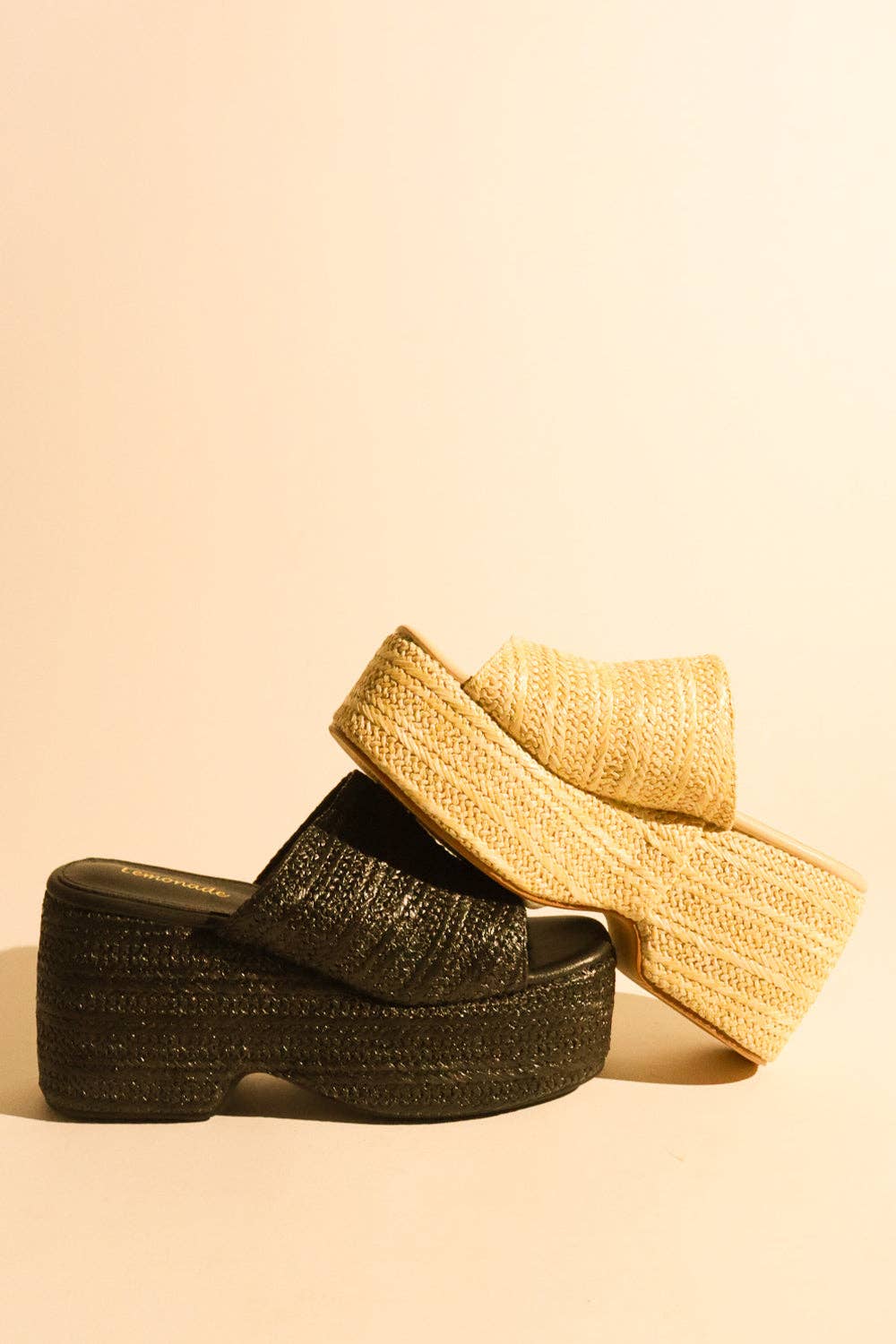 Lemonade Shoes - Wholesale Platform Heels - Women's - MARIE - Raffia Wedge Heel, Chunk Summer Sandal