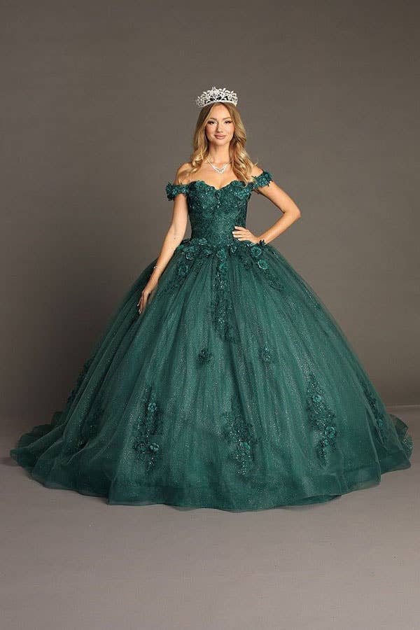 Chicas - Wholesale Gown - Women's - Off the Shoulder Quinceanera Dress With Flowers CHF30664