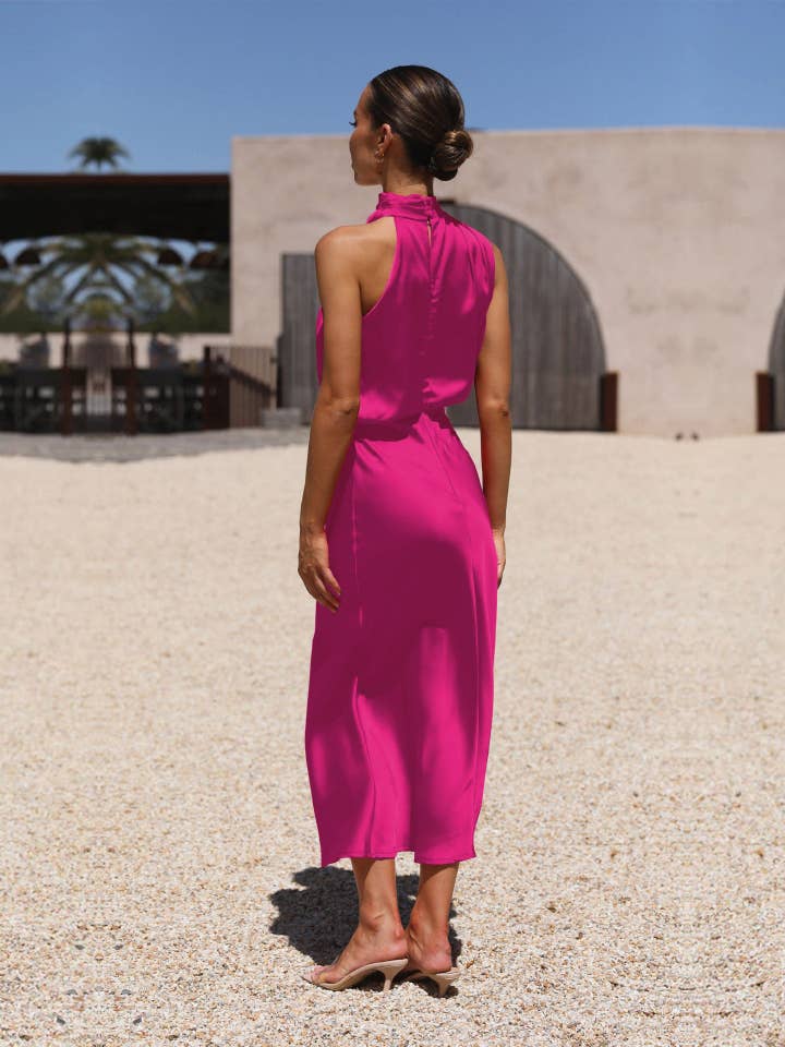 Sweetkama - Wholesale Dress - Women's - Ladies Eleganr Sleeveless Satin Midi Dress GQQT68