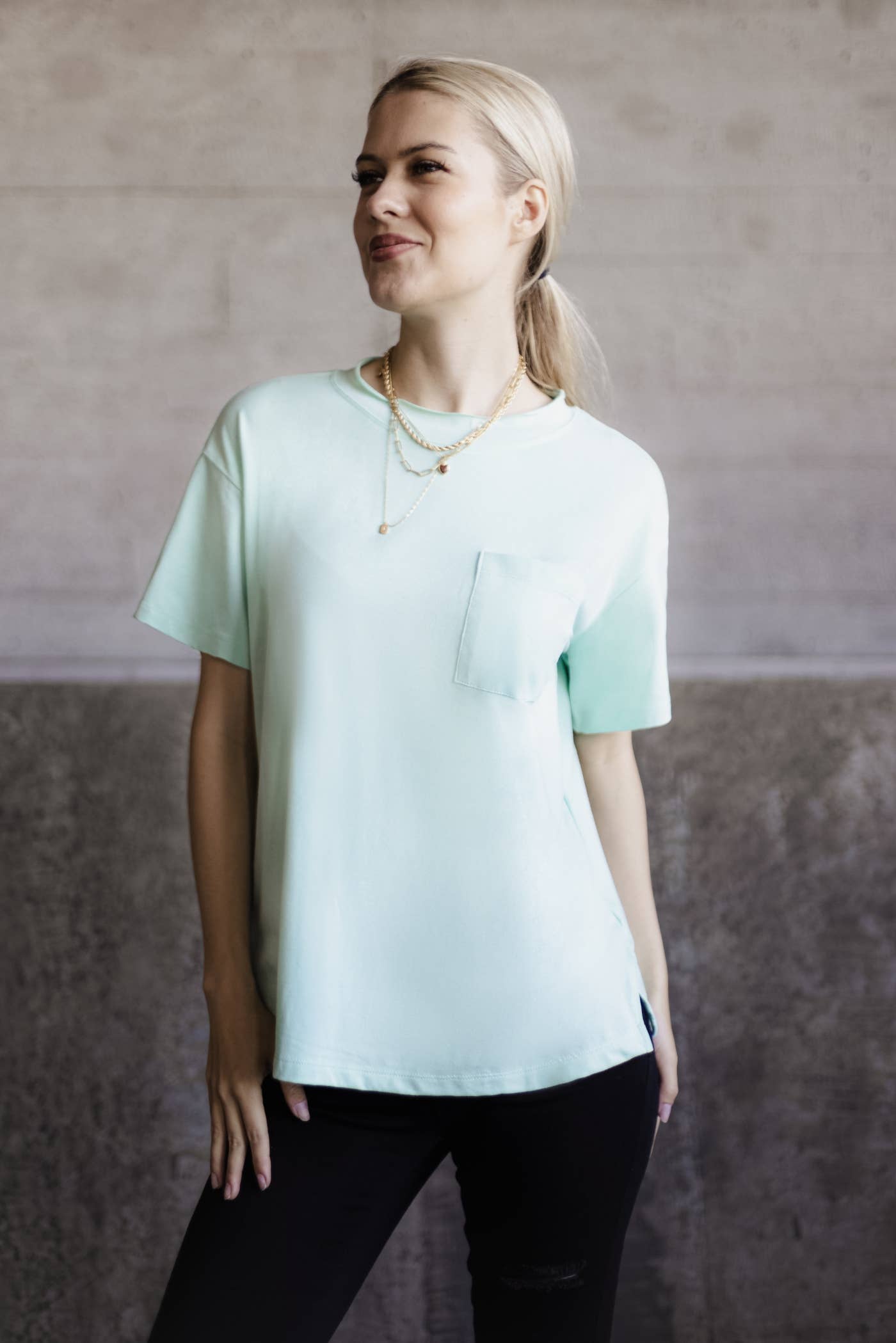MINT GREEN TEE for wholesale on Faire2