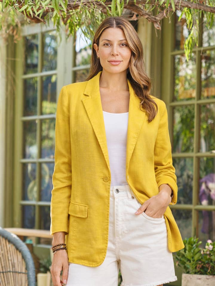 3238-MAJ Blazer clásico con forro de mezcla de lino - Lavable para venta al por mayor de Paparazzi