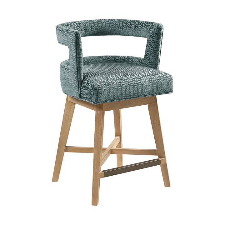 Olliix - Wholesale Stool - Contemporary Open Back Swivel Counter Stool, Teal Blue