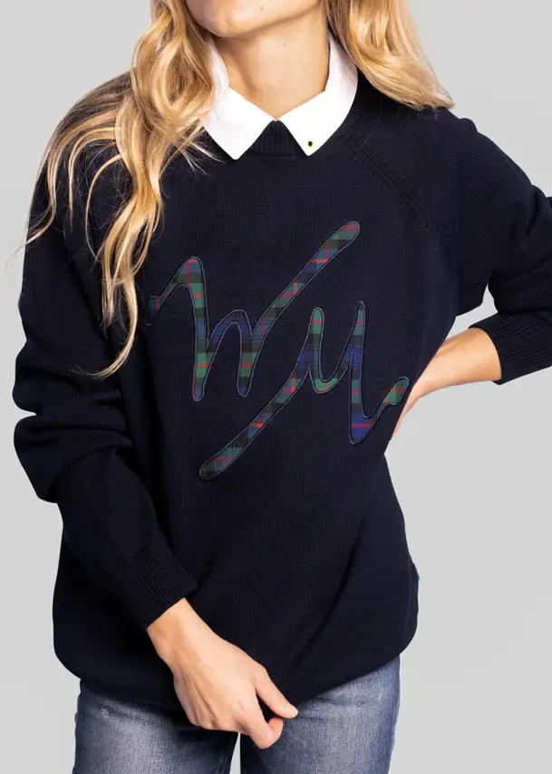 Navy WM Logo Sweater for wholesale on Faire1