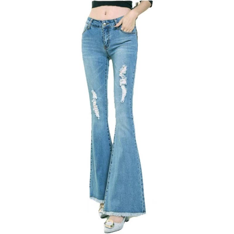 kycozy - Wholesale Jeans - Women's - Solid Mid-Rise Zippered Flare Jeans3