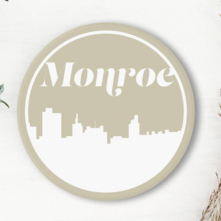 Coaster rétro Skyline Monroe Louisiana | Plusieurs couleurs pour la vente par Paperfinch Design