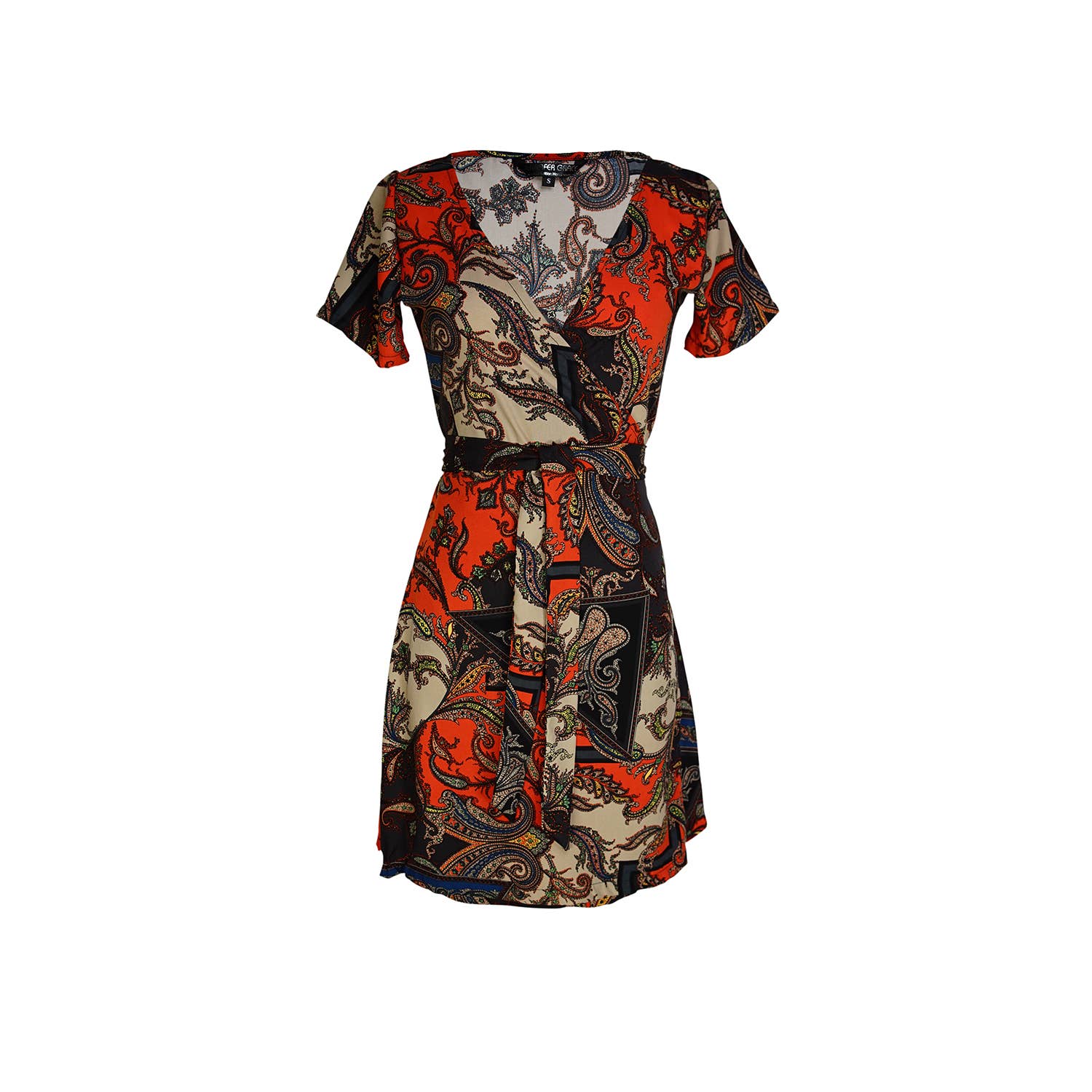 Jennafer Grace - Wholesale Dress - Women's - Paisley Mosaic Wrap Dress in Mini4