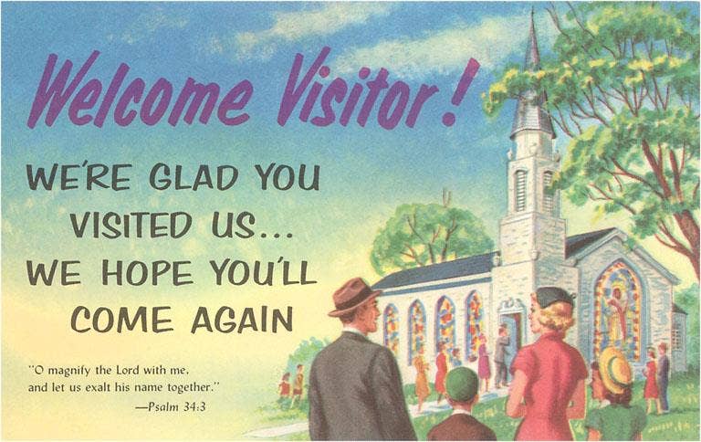 Found Image Press - Wholesale Postcard - Postcard RG-50 Welcome Visitor, to Church0