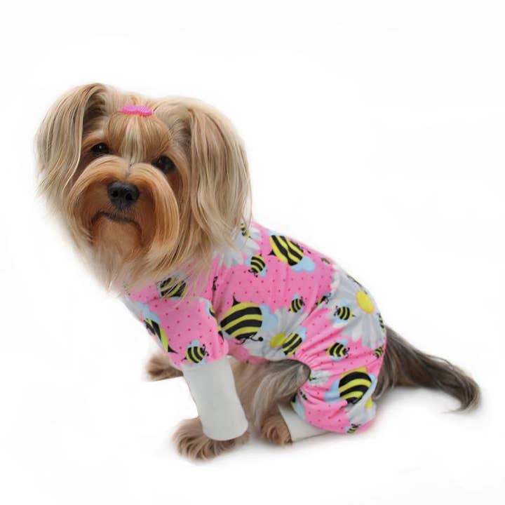 Klippo Pet - Wholesale Pet Pajamas - Dog - Ultra Soft Minky Bumblebee and Flower Pajamas