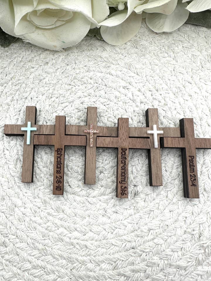 Engraved Walnut Wood Pocket Cross: Faith Gift for wholesale by Marden S Design