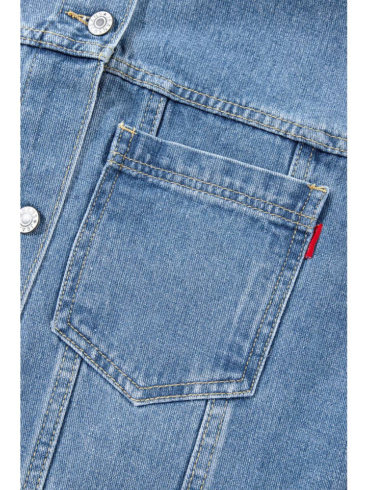 66DISCO - Wholesale Denim Jacket - Women's - Stripe Washed Oversize Pocketed Denim Jacket (S-XL)22