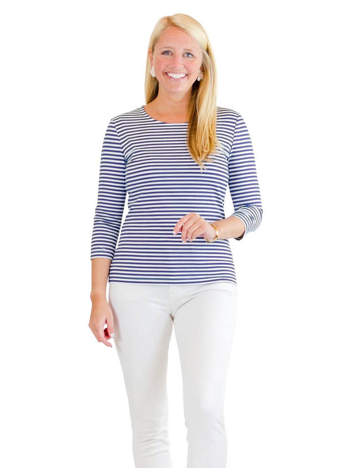 Crew Tee-Saftig Stribe Ægte Blå for engroshandel hos sailor-sailor