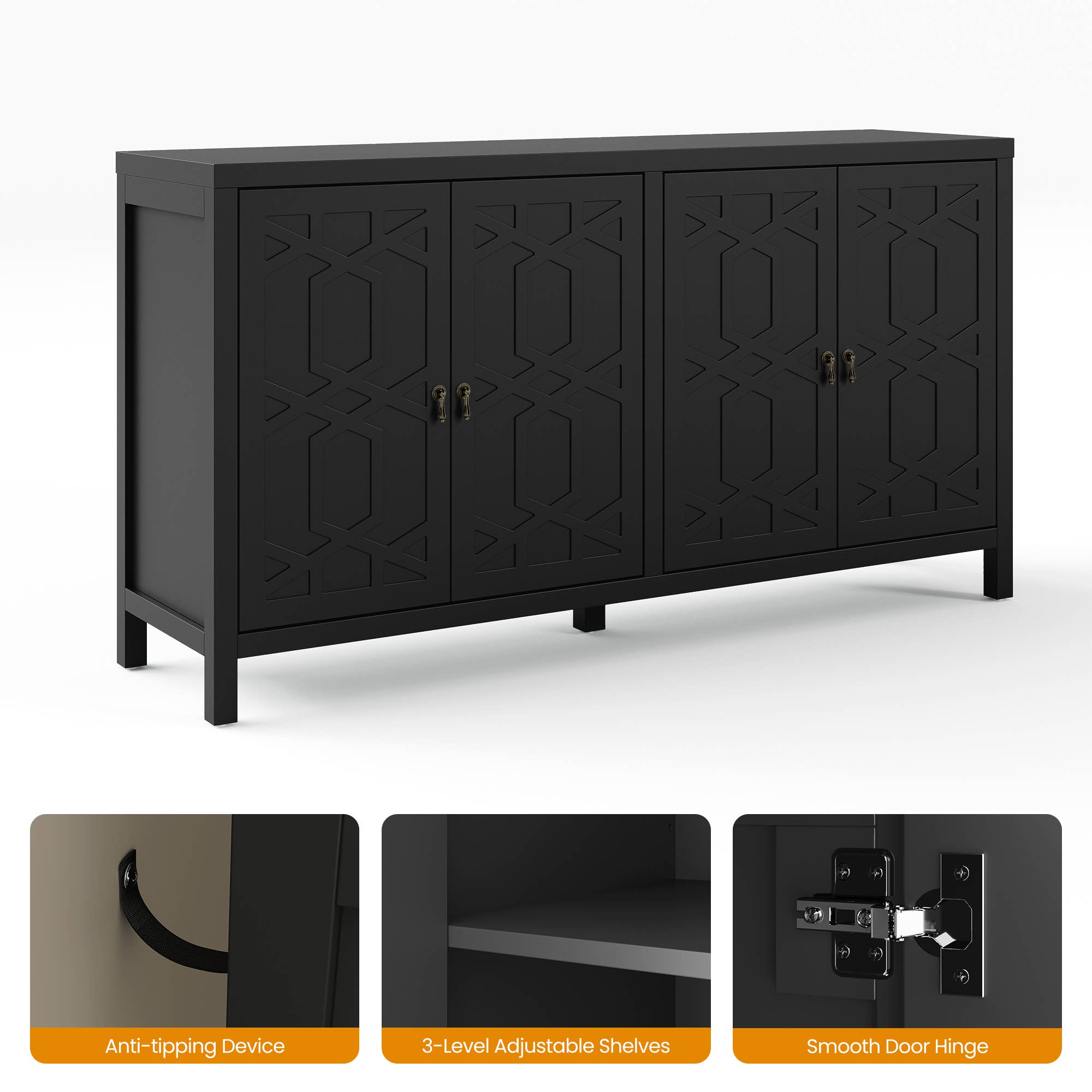 Heynemo - Wholesale Cabinet - Sideboard Buffet Cabinet with Storage, 60'' Storage Cabinet7