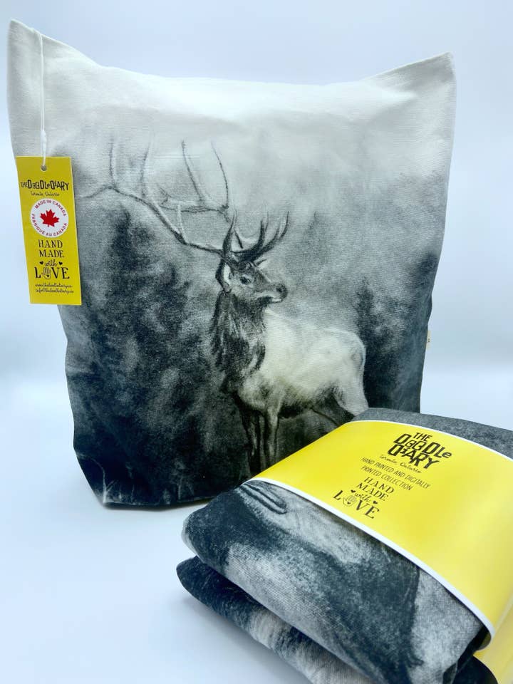 Canadian Deer Wild Animal Tote bag for wholesale by The Doodle Diary