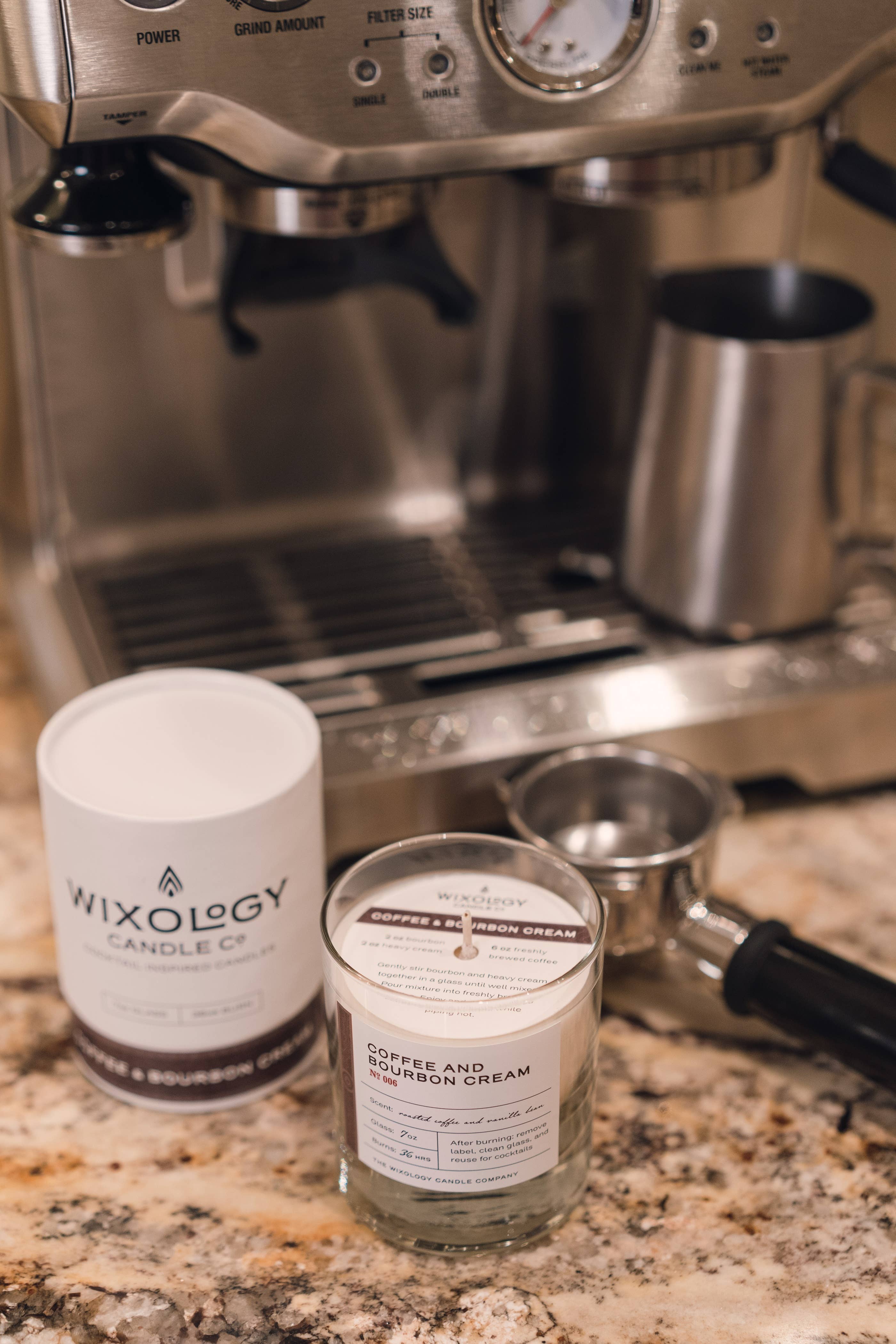 Wixology Candle Company - Wholesale Jar/Filled Candle - Coffee & Bourbon Cream Candle - Reusable 7oz Rocks Glass2