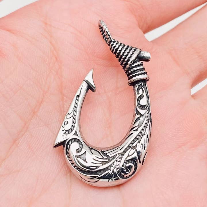 Stainless Steel Cast Fish Hook Pendant - MJ/MNP for wholesale by Mio Queena