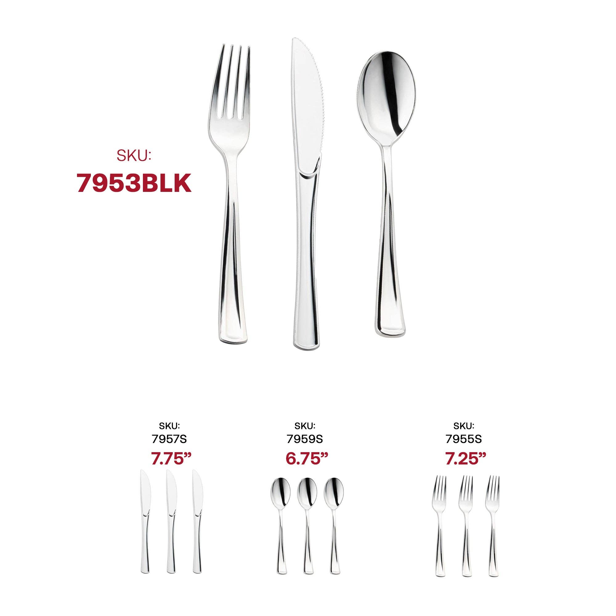 Smarty had a Party - Wholesale Assorted Cutlery Set - Shiny Metallic Silver Plastic Cutlery Combo Set - 120 Guests4