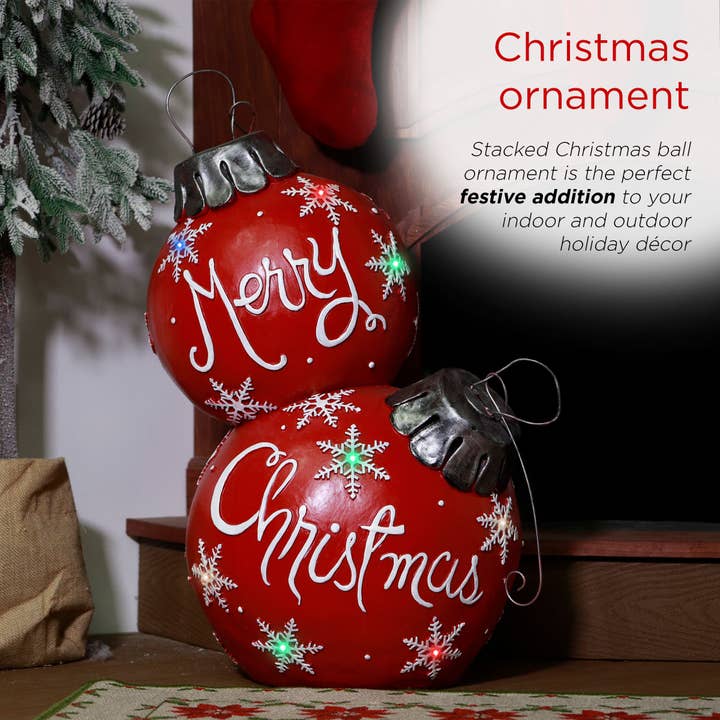 Alpine Corporation - Wholesale Christmas Decoration - Alpine Merry Christmas Ornaments w Color Changing LED Lights