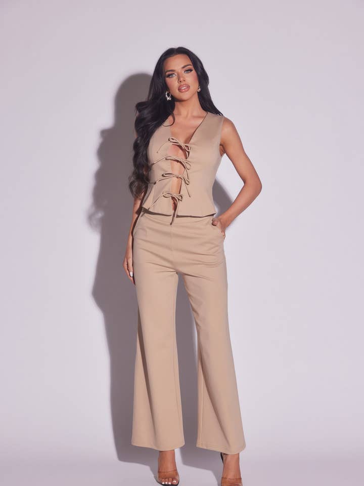 Front Ties Sleeveless Top and Pant Set for wholesale by WFFS