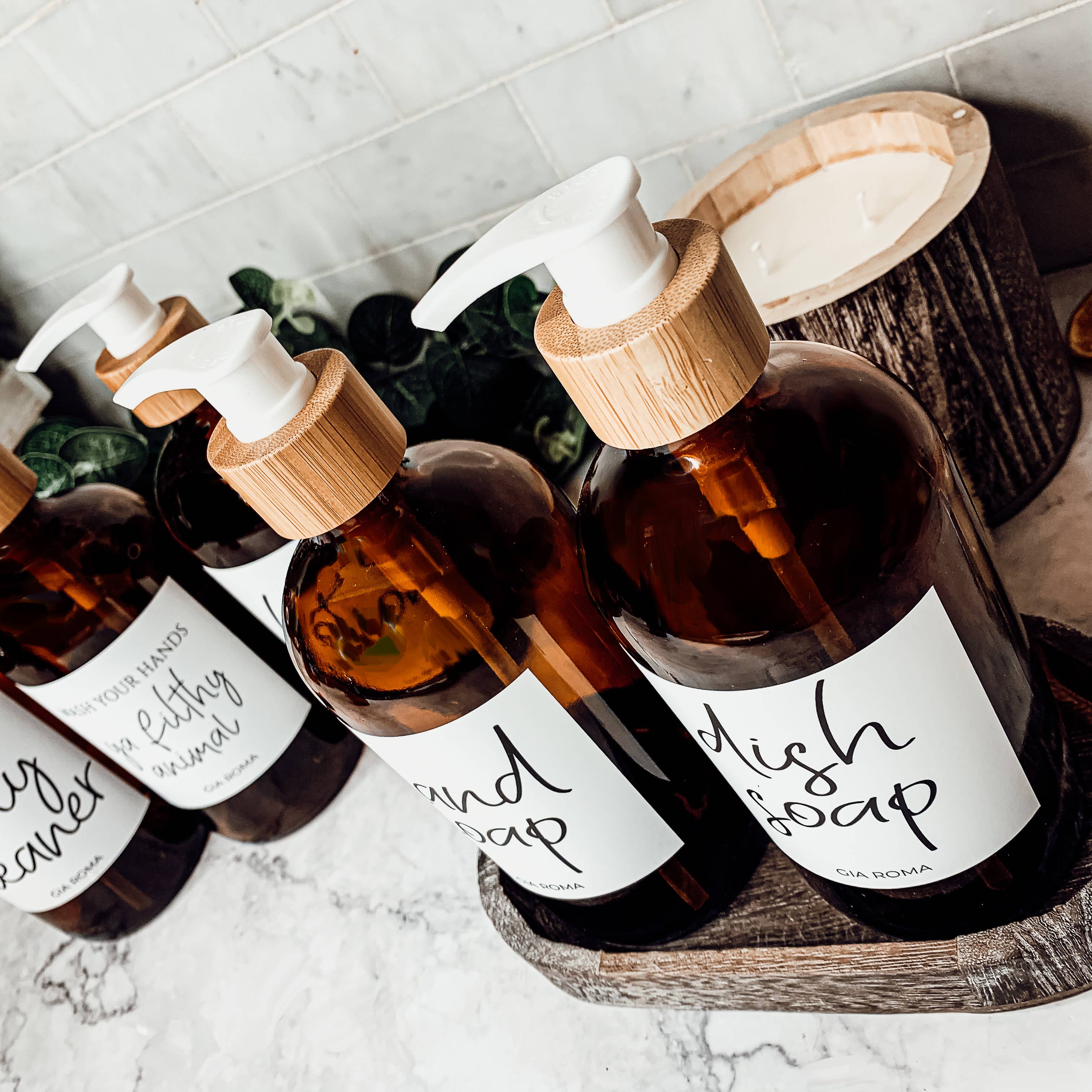 Gia Roma - Vendita all'ingrosso Dispenser per sapone - Dispenser di sapone, flaconi dispenser di ricarica in vetro ambrato da 16 once11