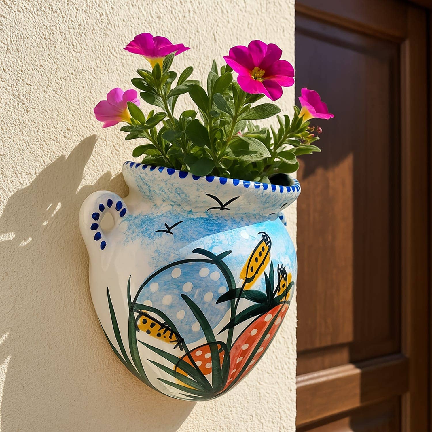 Etnico del Mondo - Wholesale Wall Planter - Ceramic Flower Holder Caltagirone Style Hand-Painted #11