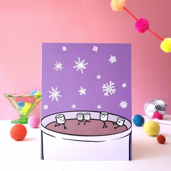 Christmas Marshmallow Holiday Card - Recycled Eco-Friendly for wholesale by Shawna Smyth Studio