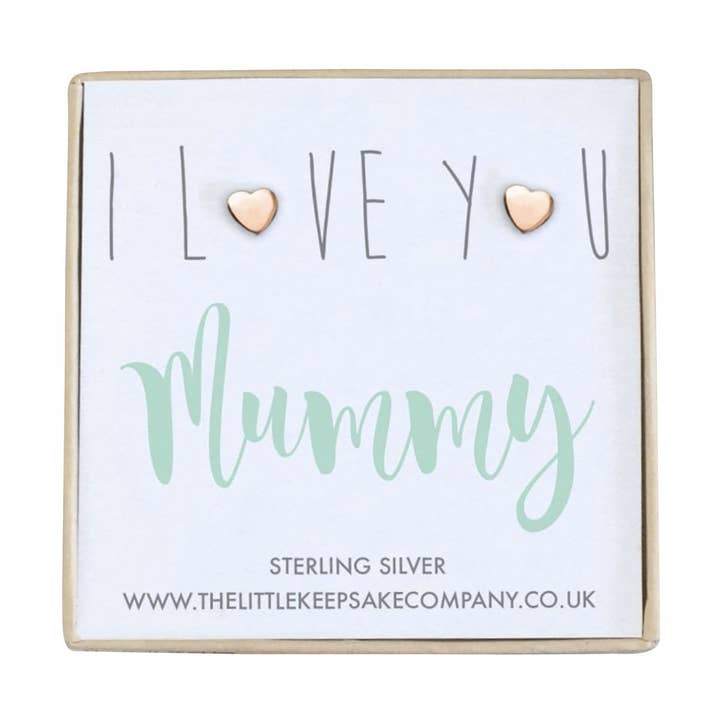 Rose Gold Vermeil Quote Earrings - I Love You Mummy for wholesale by The Little Keepsake Company