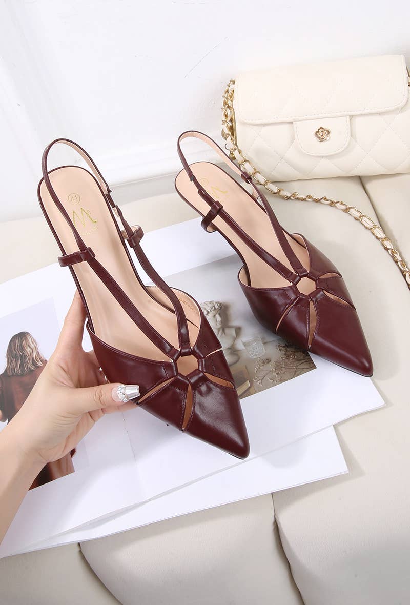 BELLICY / Cink-me - Wholesale Low Heels - Women's - DMF99F-19, Slingback pumps in faux leather with pointed toe and ta0