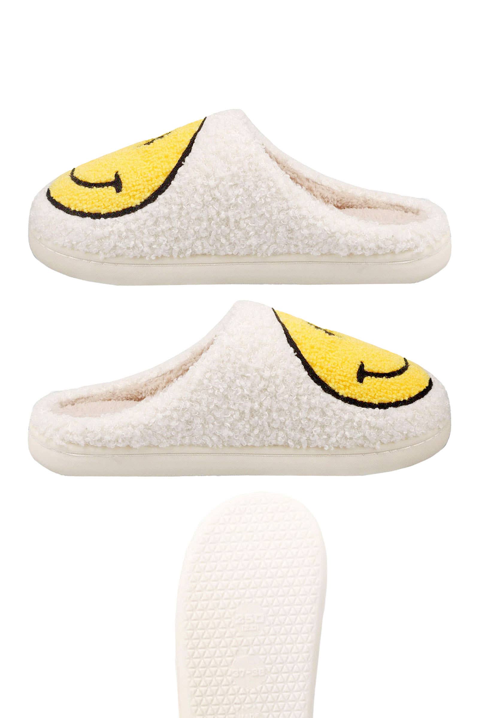 ASSORTED Smiley Terry Cloth Fuzzy Sherpa Fleece Slippers for wholesale on Faire3