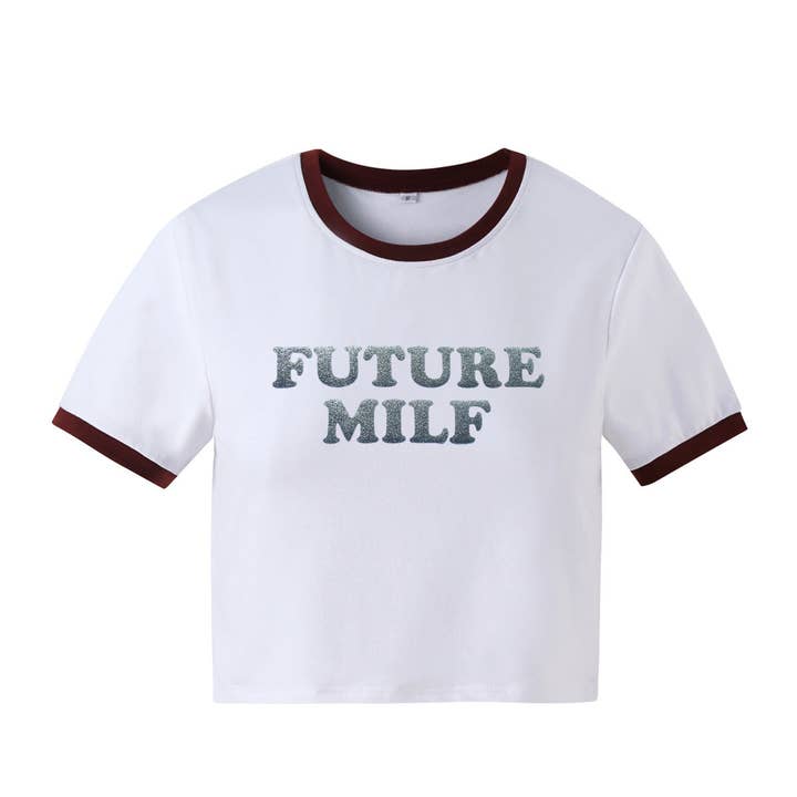 VividLux - Wholesale Screen Printed T-Shirt - Women's - Silver Glitter Print Short Short Sleeve T Shirt Street Hipster Women Clothing6