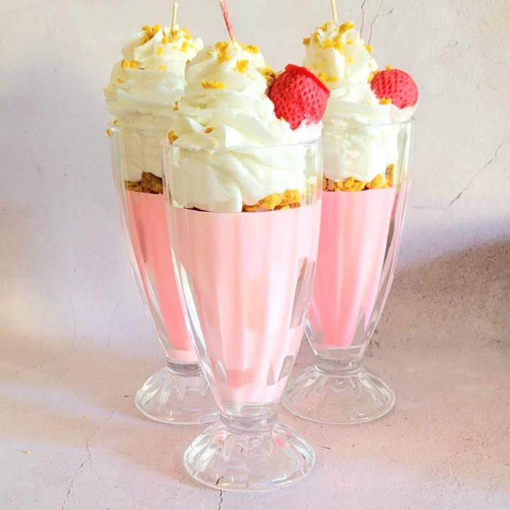 Sugar & Geek Candle Co. - Wholesale Novelty Candle - Strawberry Milkshake dessert candle