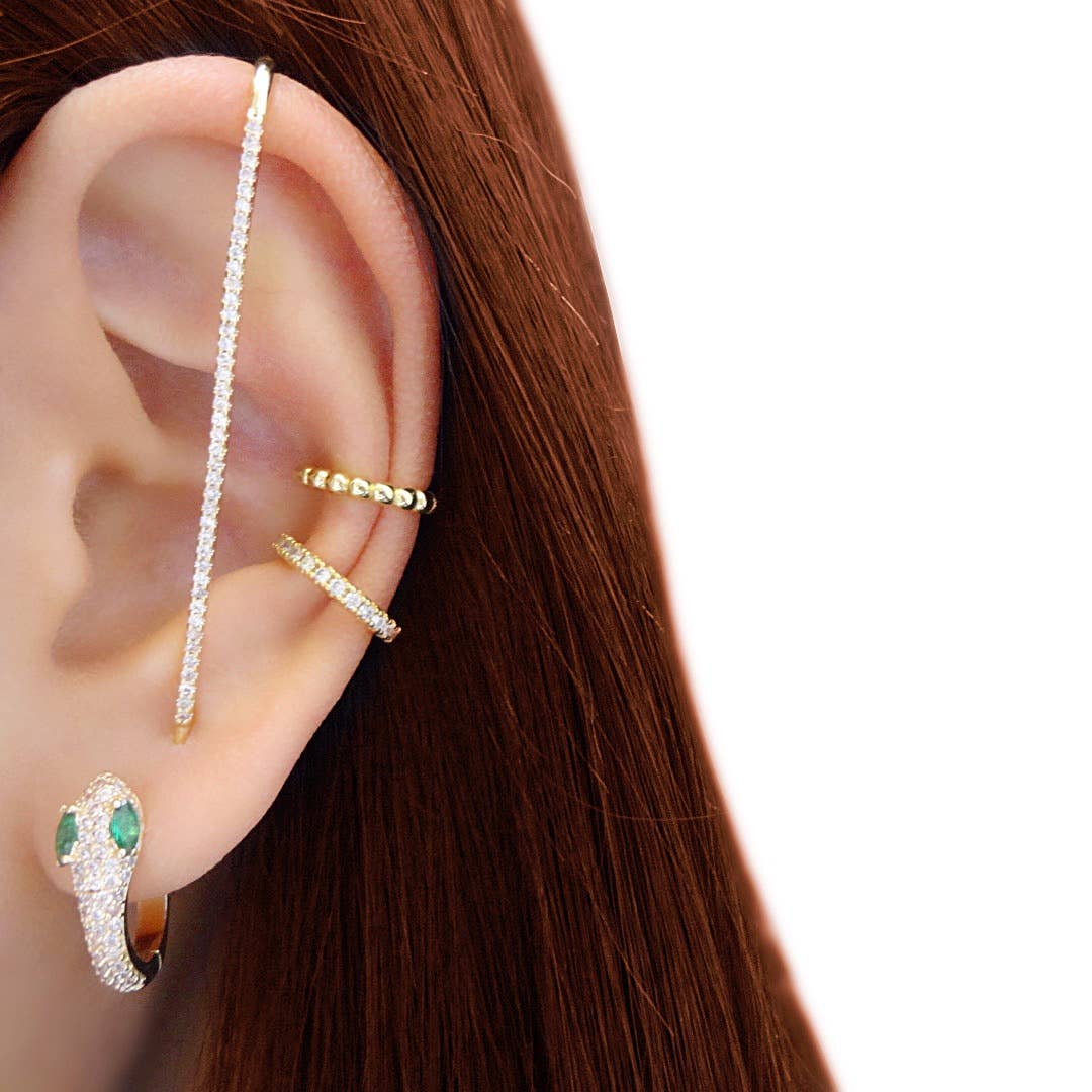 KIKICHIC - Wholesale Cuff/Wrap Earrings - CZ Diamond Bar Edgy Hook Pin Ear Cuff Earring5