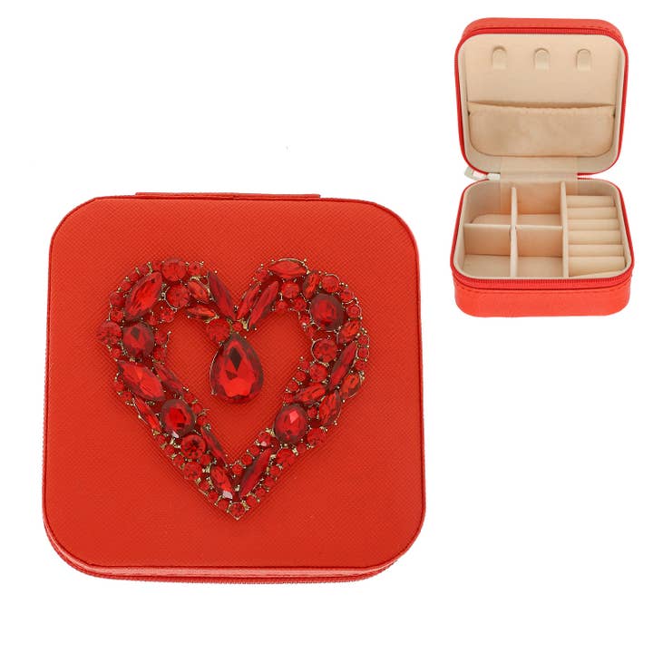 SP Sophia Collection - Wholesale Jewelry Box/Organizer - Heart Jeweled Jewelry Box 12