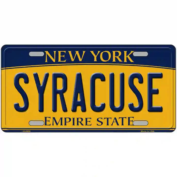 Syracuse New York Metal Novelty License Plate for wholesale by Smart Blonde